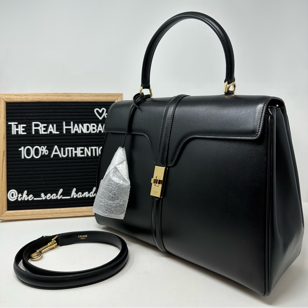CELINE - CLASSIQUE 16 BAG IN SATINATED CALFSKIN BLACK